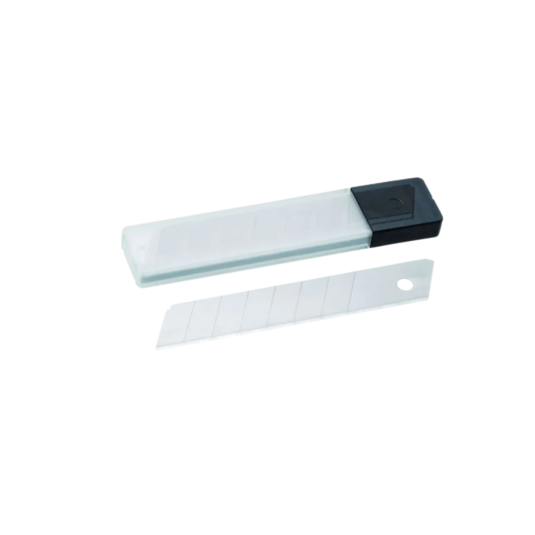 Standard-Abbrechklingen 18 mm in Silber mit 10 Segmenten, passend für alle gängigen Cuttermesser