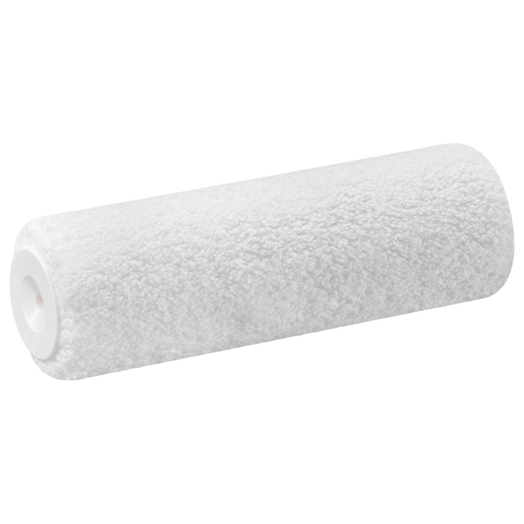 Weiße Q4 Farbwalze 25 cm mit 15 mm Flor aus Polyester und Kern 54, geeignet für glatte Innenwände und hochwertige Oberflächen