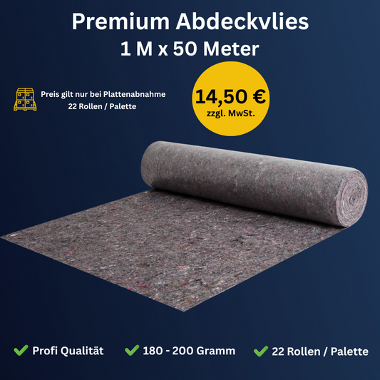 Premium Abdeckvlies auf Palette – 1 m x 50 m – 22 Rollen