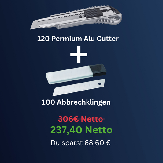 Cutter-Set Aktion – 120 Profi Cuttermesser + 100 Abbrechklingen (Sparpaket)